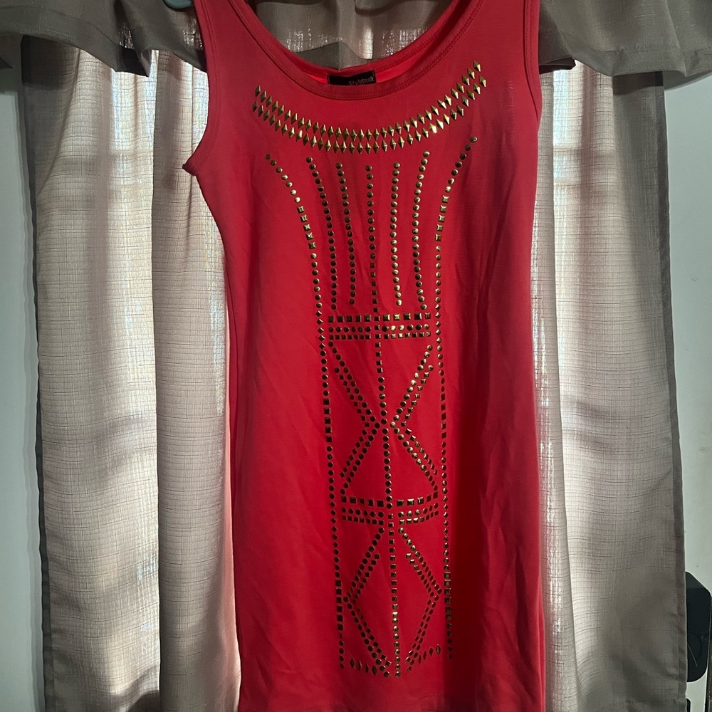 Coral studded tank dress by Stylebook